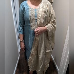 Blue & Gold Women's Indian Dress - Like New!
